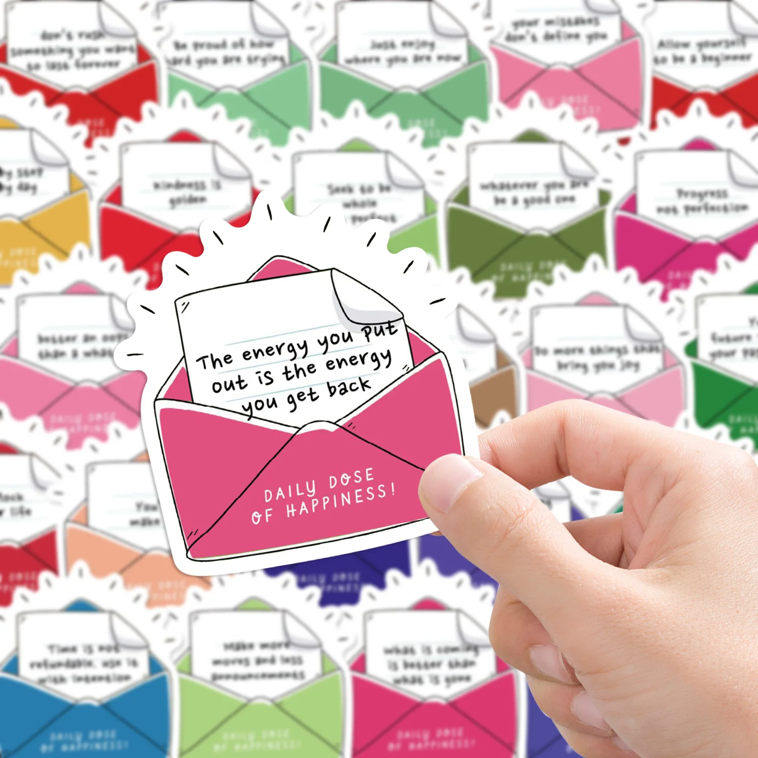 50 قطعة جرعة يومية من السعادة ملصق دفتر الكتابة على الجدران حافظة الحيوانات الأليفة المحمول الأمتعة الهاتف ورقة الثلاجة ملصقات الإبداعية ذاتية الصنع ﻿