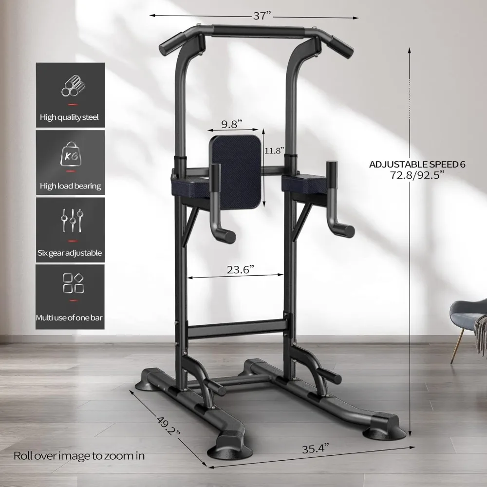 Power Tower Adjustable Height Pull Up & Dip Station Multi-Function Home Strength Training Fitness Workout Station for Home
