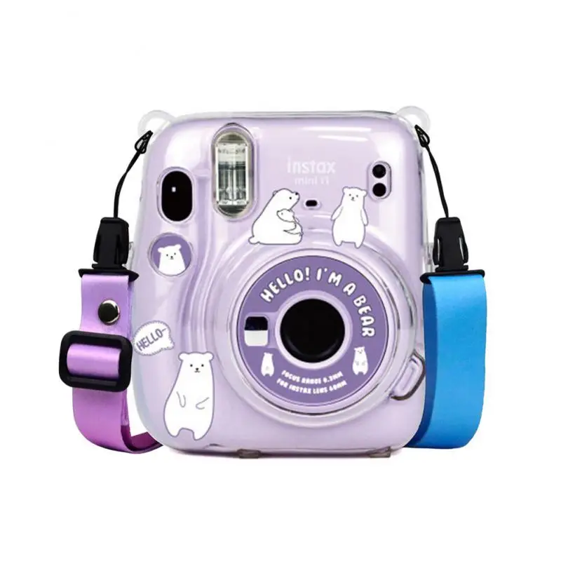 Crystal Shell With Sticker Transparent Protective Shell Three Piece Set For Instax Mini11 Storage Case Photo Bag