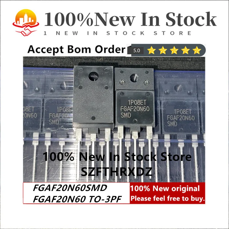 100% NEW ORIGINAL FGAF20N60SMD TO-3PF FGAF20N60 TO3PF Trans IGBT Chip N-CH 600V 40A 3-Pin