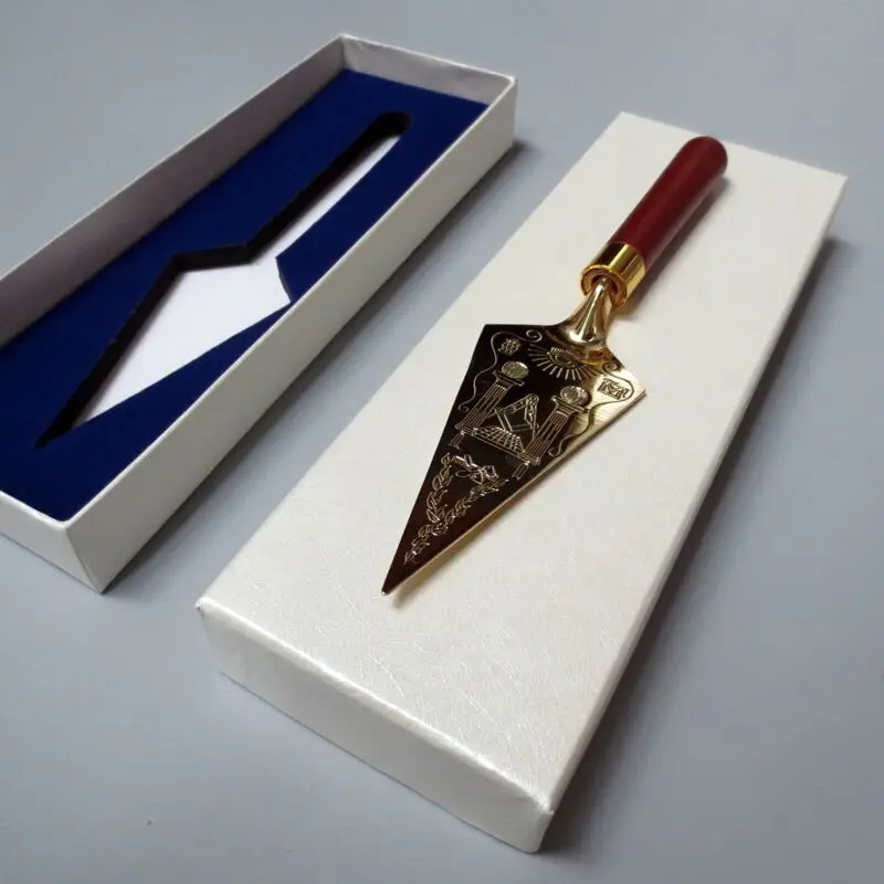 Masonic Trowel Master Mason Engraving Souvenir Craft In Box Commemorative for Present Gifts Home Decoration FreeMason Collection