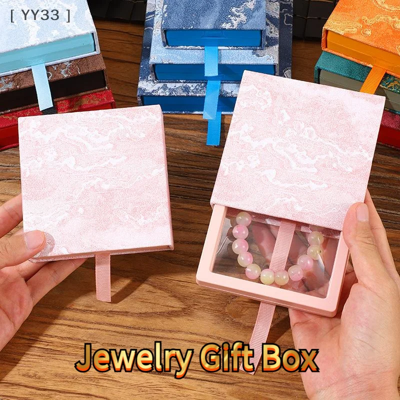 صندوق هدايا مجوهرات فاخر منقوش بأدراج، علبة عرض عائمة لفيلم البولي ايثيلين للخواتم والأقراط وتغليف الأساور الكريستالية [YY33]