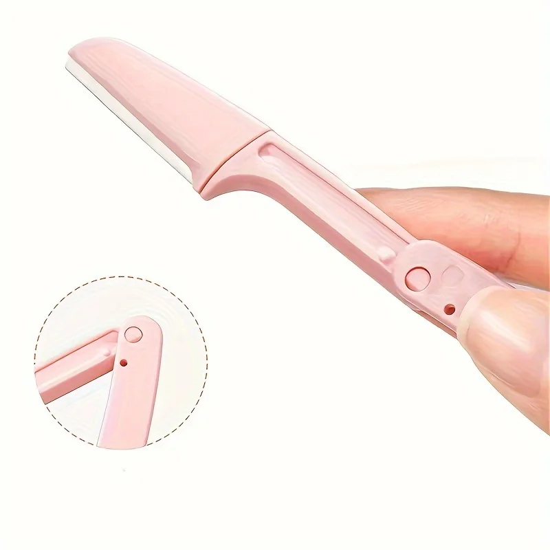 1pcs/3pcs Folding Women's Facial Eyebrow Trimmer, Sharp Stainless Steel Blades Anti-Scratch Razor Portable Travel Beauty Tools