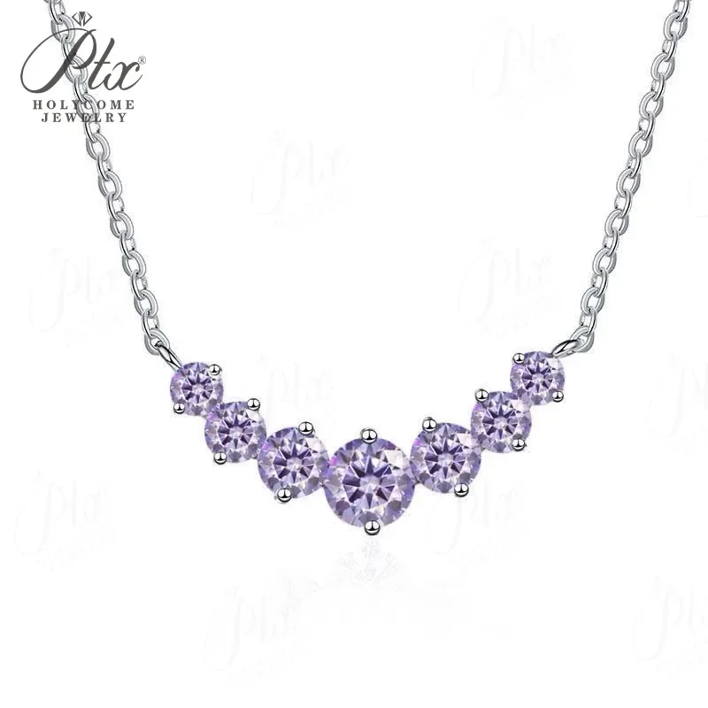 2,8 CT Moissanit Einfache Sieben-Prinzessinnen-Halskette 925 Sterling Silber Geburtsstein-Anhänger Damen-Schlüsselbeinkette ​ Fabrikverkauf – Detail 13