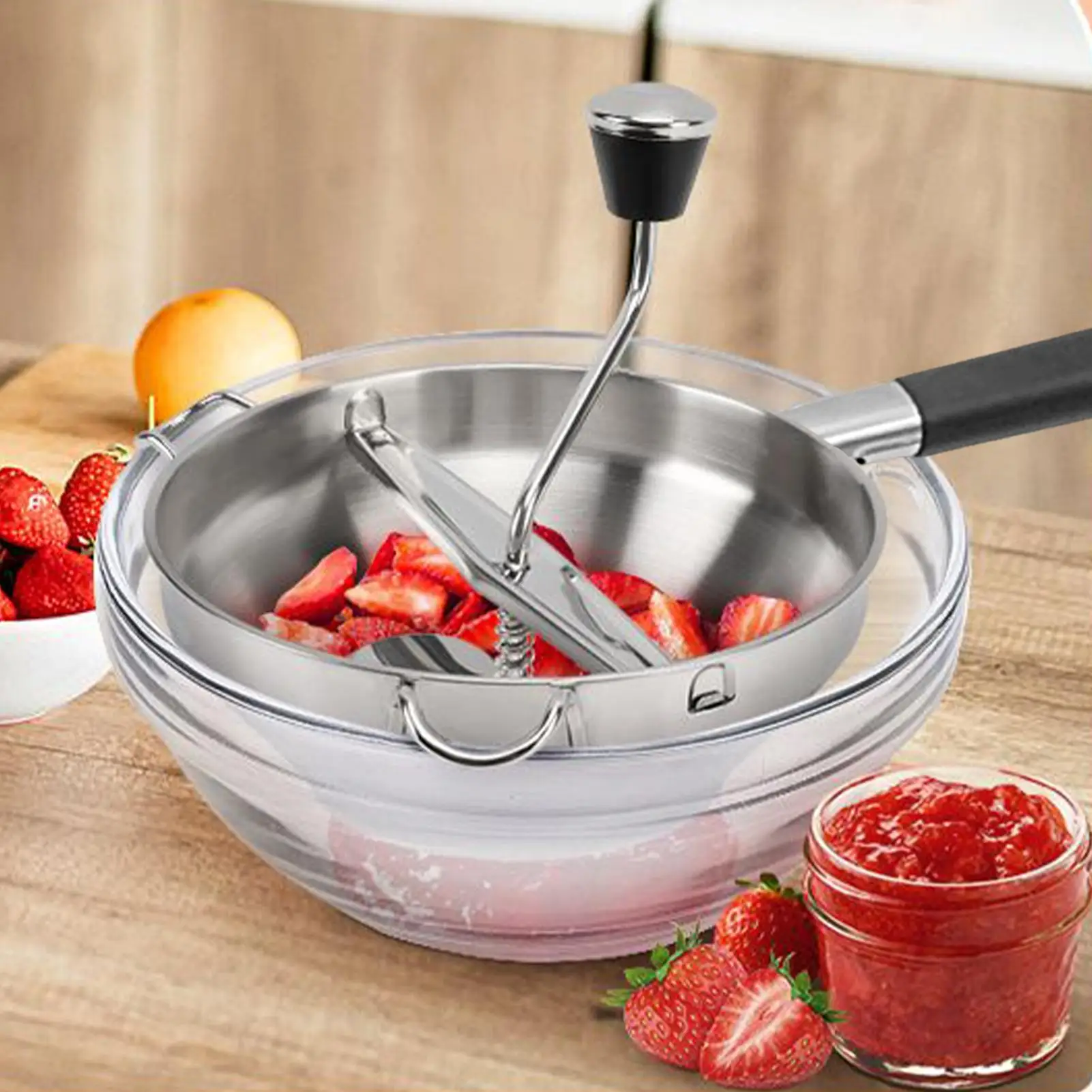 Food Grade Potato Masher Ricer Kitchen Tool Manual With 3 Replaceable Grinding Discs Shredder For Home Garlic Fruit Puree Tomato