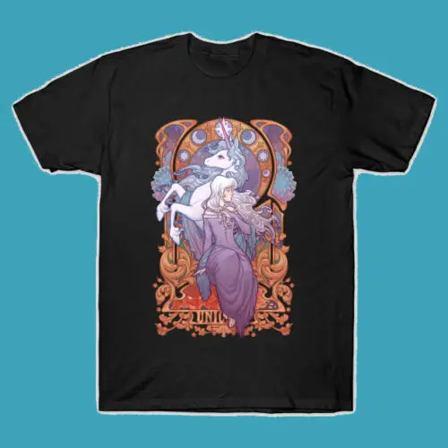 New Lady Amalthea The Last Unicorn Mens Black T Shirt Size S 2XL