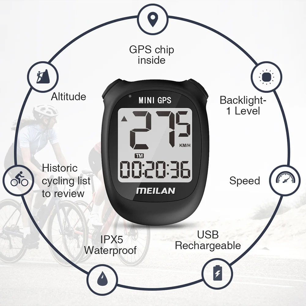 Meilan Waterproof Cycle Computer Positioning Bike Odometer With LCD Display Bicycle Speedometer Bicycle computer