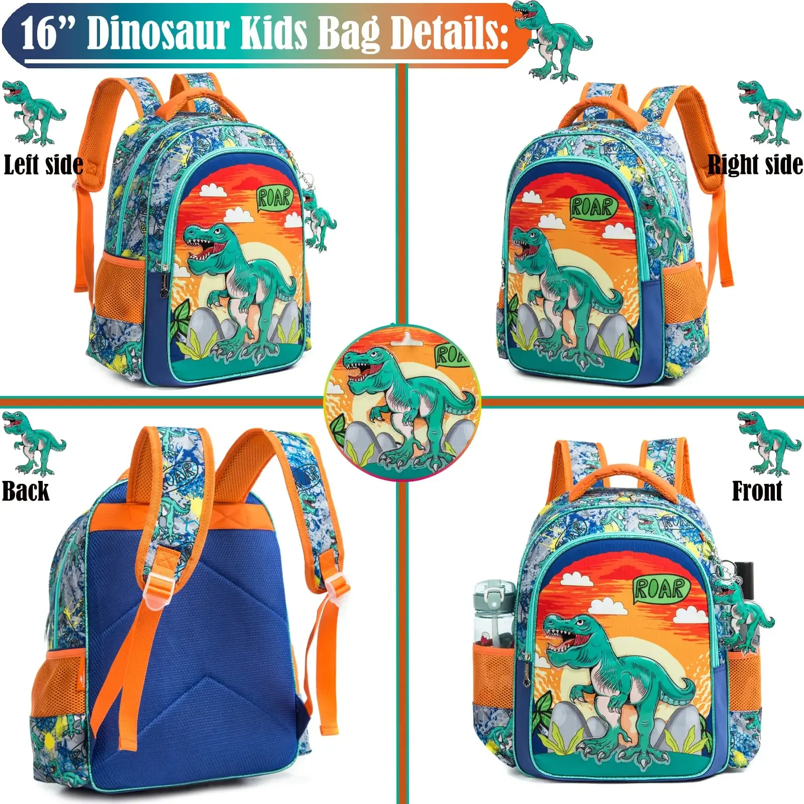 Gsequins School Bags Boys Astronautr Backpack School Bookbag for Boys Kids School Dinosaurs Kawaii Backpack Kids Backpack