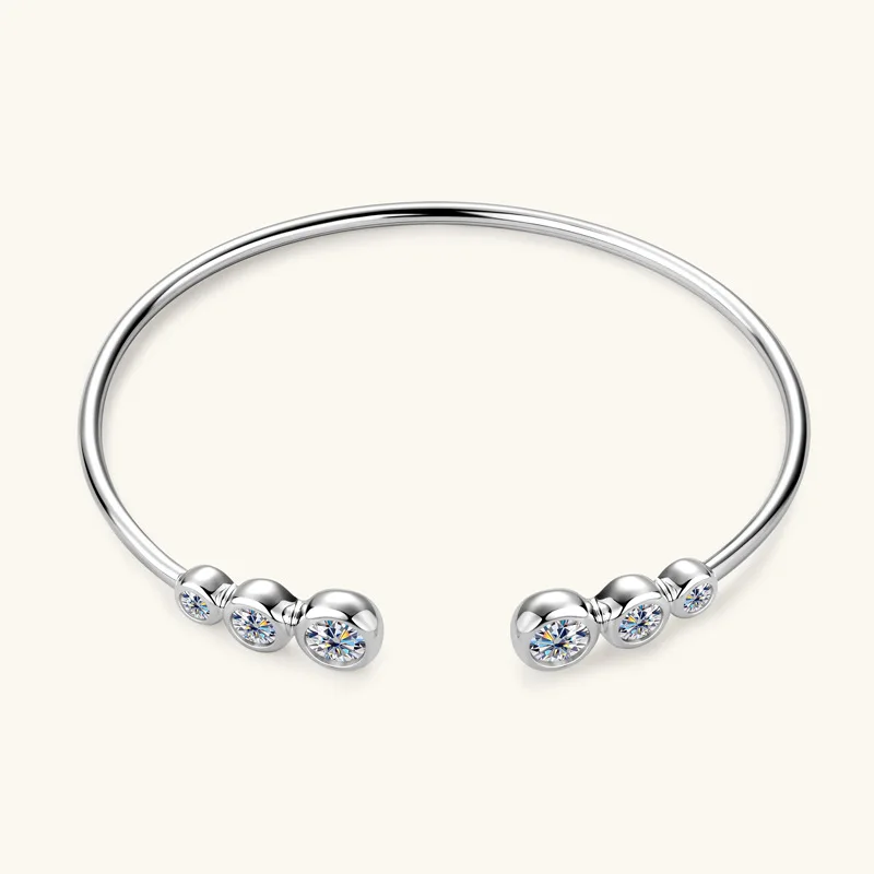 EWYA Luxury D Color 1.8cttw Full Moissanite Tennis Bracelet Bangle For Women Girl S925 Silver Pass Diamond Test Bubble Bracelets
