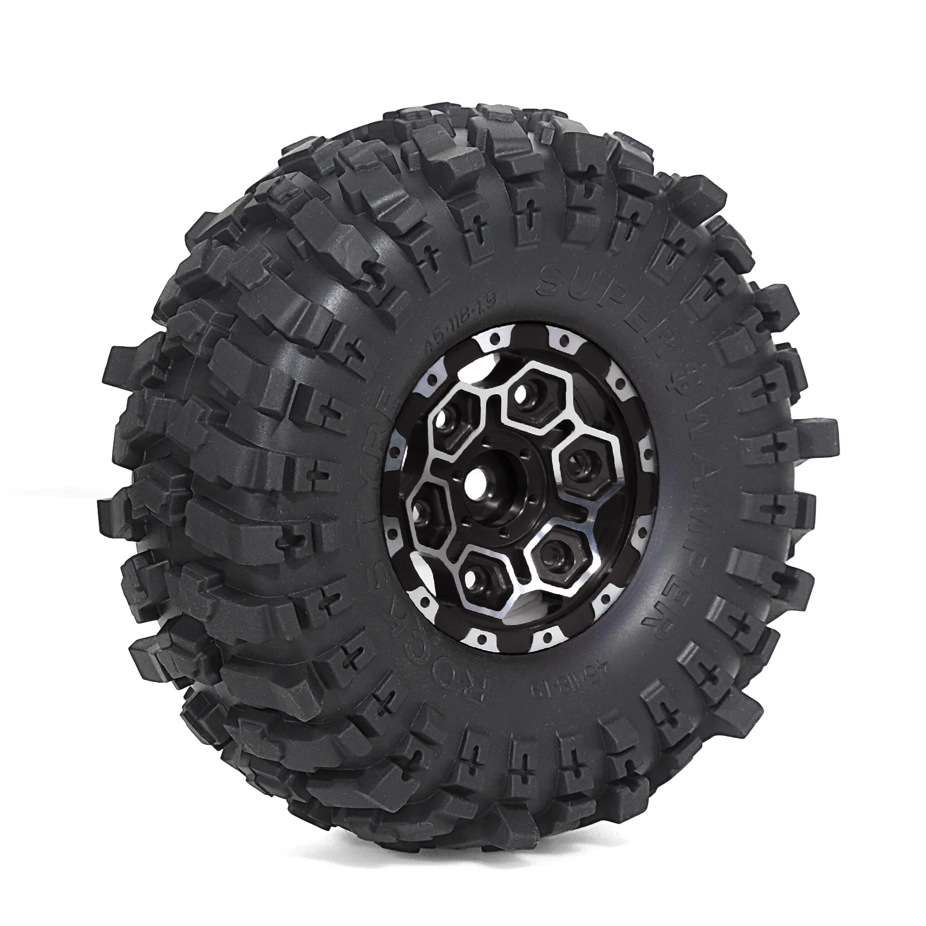 Koła i opony Hex 1.9 o średnicy 12 mm i wysokości 120 mm / 4,72 cala z wkładkami piankowymi do gąsienic RC Axial SCX10 90047 SCX10 w skali 1:10