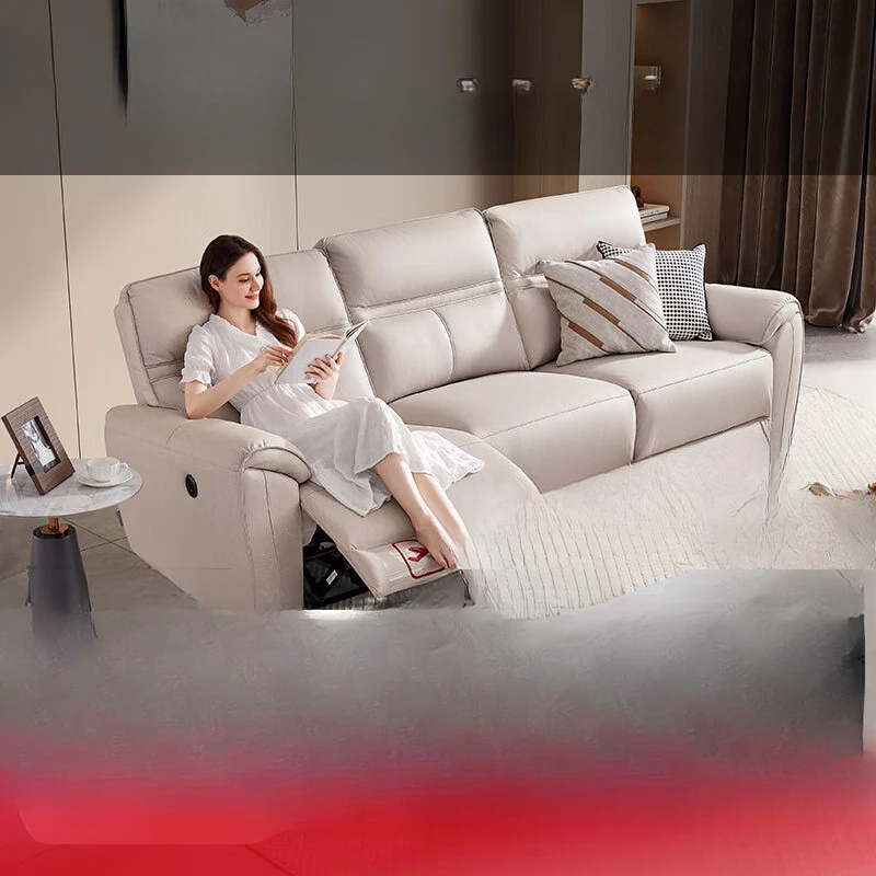 First-class technology fabric sofa, cream wind light luxury functional living room furniture