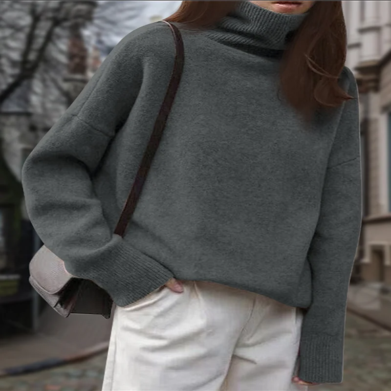 2025 New Women's Turtleneck Sweater Long-Sleeved Thickened Warm Pullover Winter Clothes Woman Casual Simple Knitwear