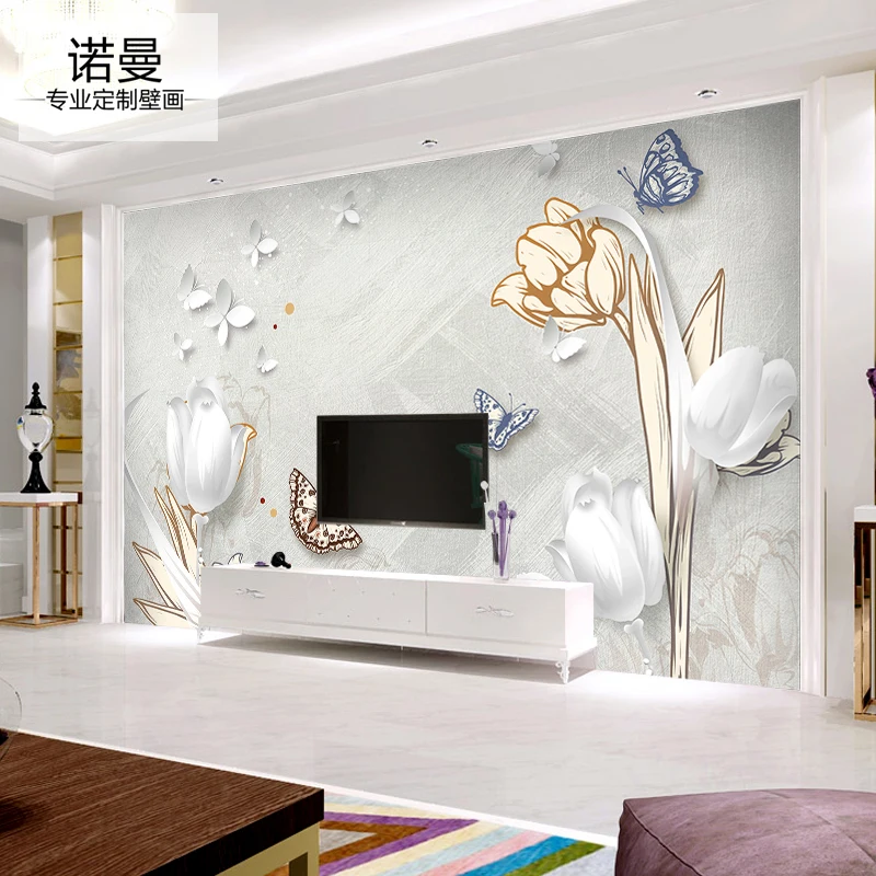 

Пользовательский 3D фильм простой современный ТВ фон стены европейские обои спальня гостиная цветок фреска papel DE parede водостойкая
