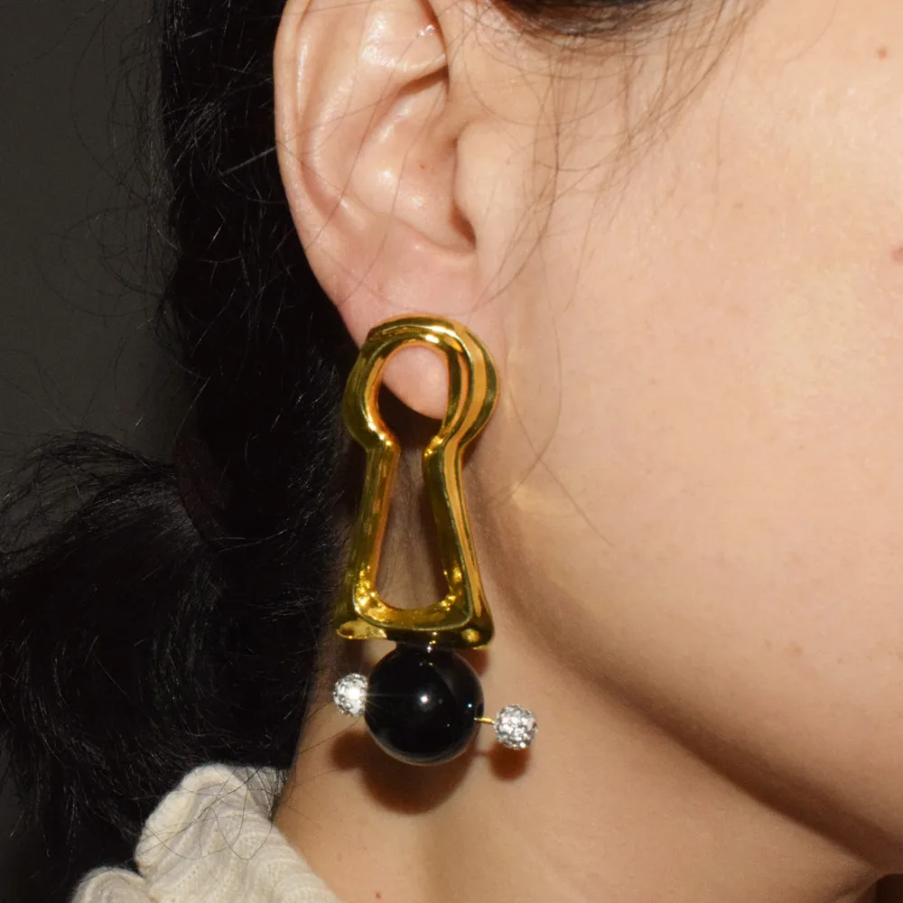 Vintage ethnische minimalistische Stapelohr mit Schlüsselloch-Charms baumelnde Ohrringe für Frauen Schmuck elegantes Statement-Accessoire
