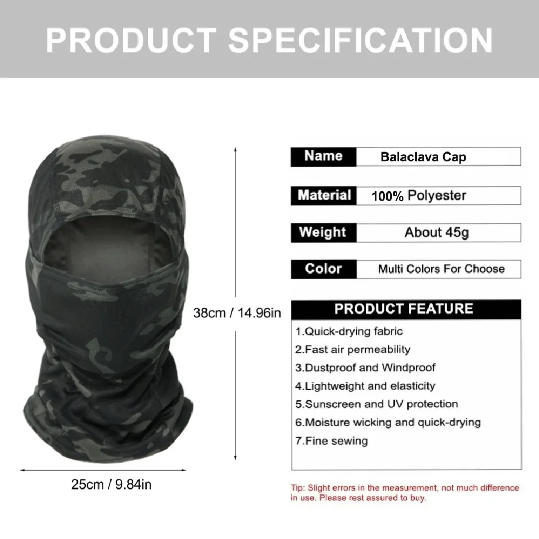 Camouflage Balaclava Hat Cycling Full Face Mask Outdoor Sports Hunting Hiking Ski Mask motorcycle Helmet Inner Cap - view 3