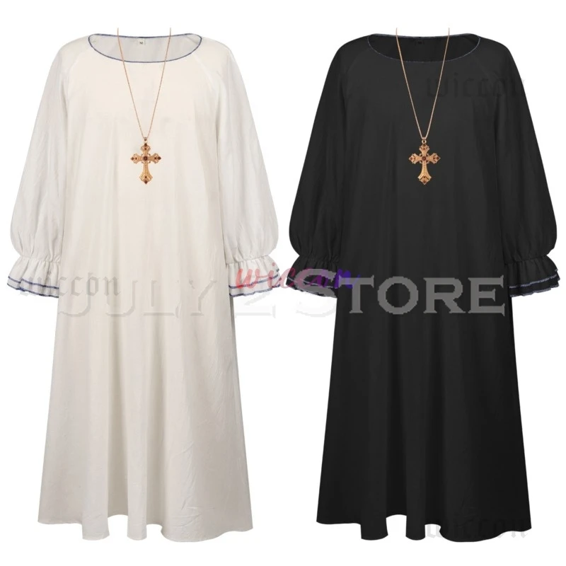 

Mens Halloween Outfit Abaya Islamic Eid 2025 Priest Robe for Muslim Men Jubba Thobe Ramadan Robe Saudi Musulman Wear Dress