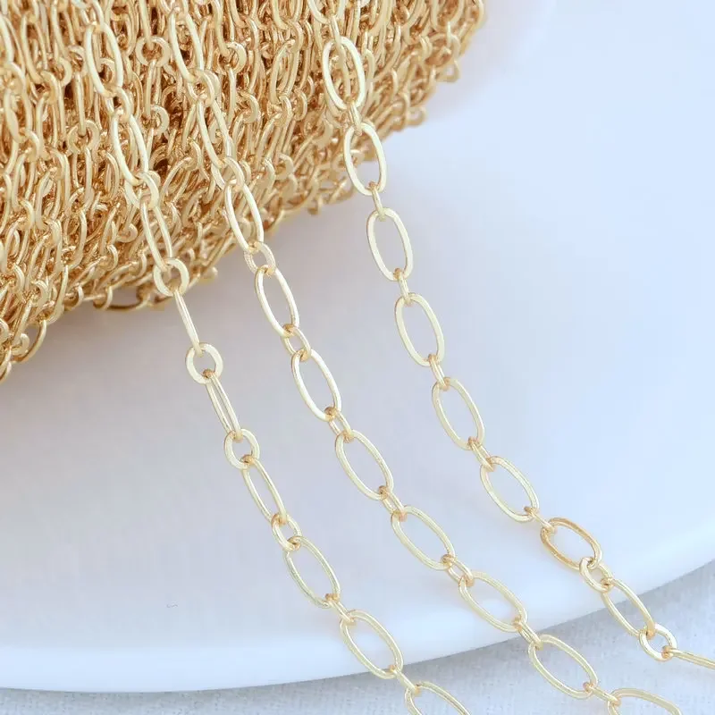 14K Gold Color Plated Brass Chains Round Oval Chains DIY Jewelry Findings  Necklace Bracelet Jewelry Making Components DIY