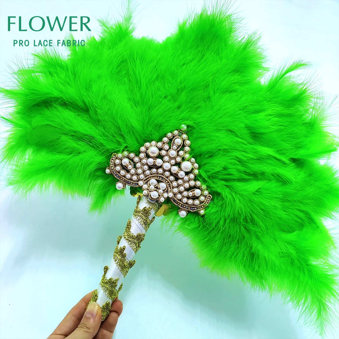 Double Side African Turkey Feather Hand Fan Feathers Handfan For Dance Traditional Wedding Decoration Fan With Stones Fans