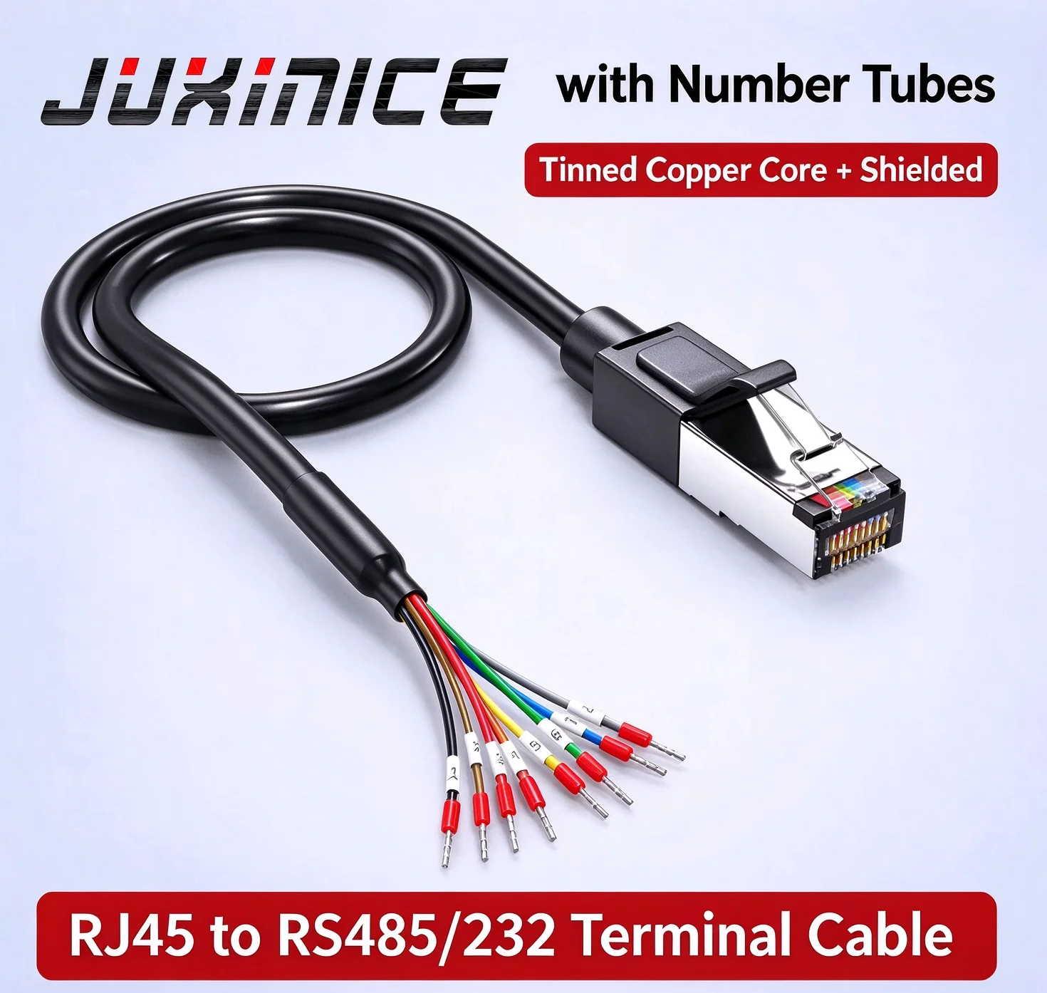 Pure Copper RJ45 to 8Pin Terminal Cable, Ethernet to RS232/485 Debugging Wire, 8P8C Female RJ45 to 232 Communication Cable