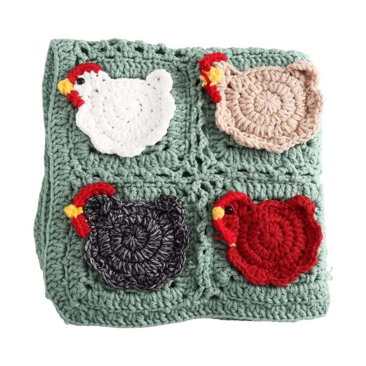Crochet Chicken Apron Handmade Egg-Gathering Apron with 12 Pockets for Farm Use Yarn Sleeveless Design