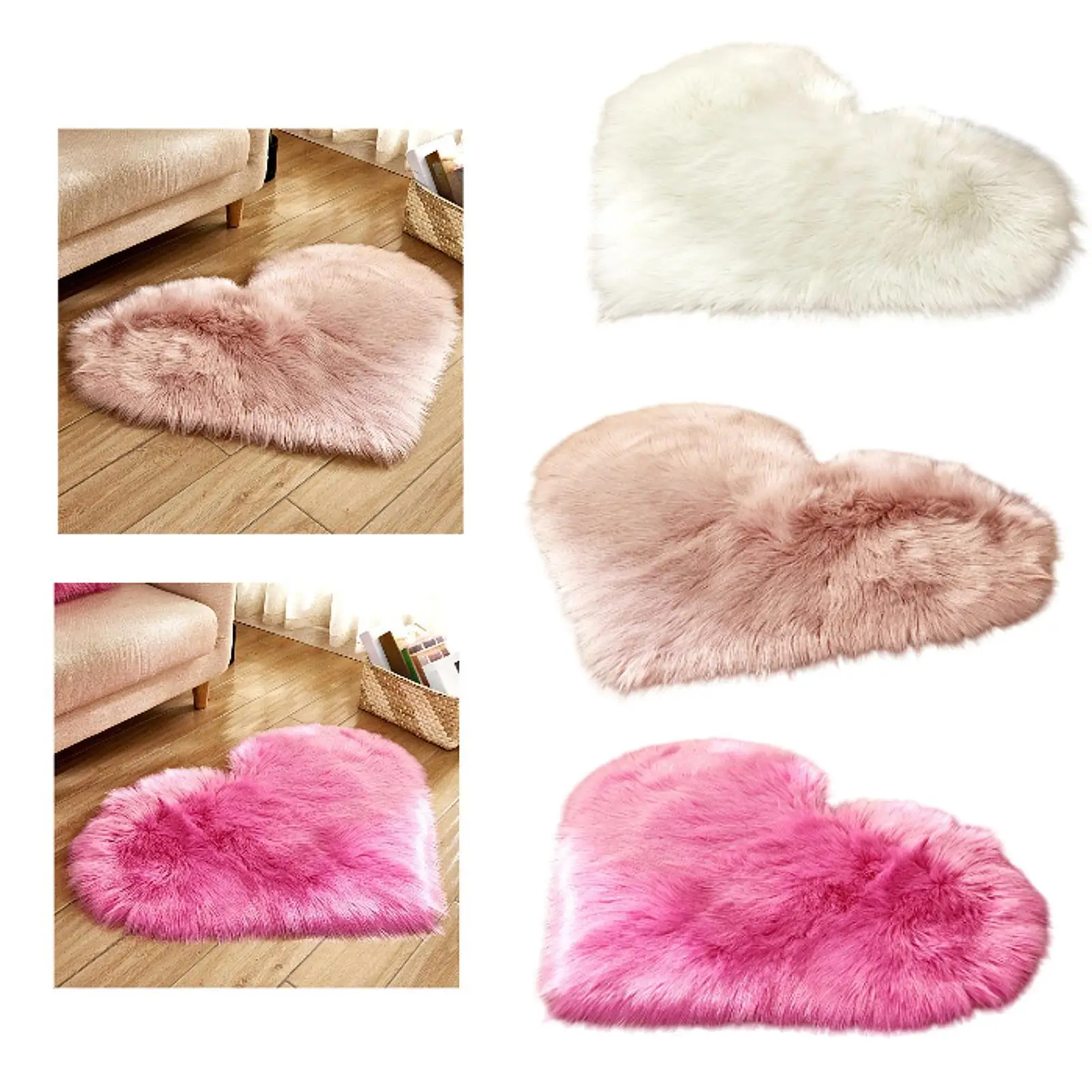

Plush Heart Shaped Carpet Modern Bedside Rug for Dorm Living Room Apartment