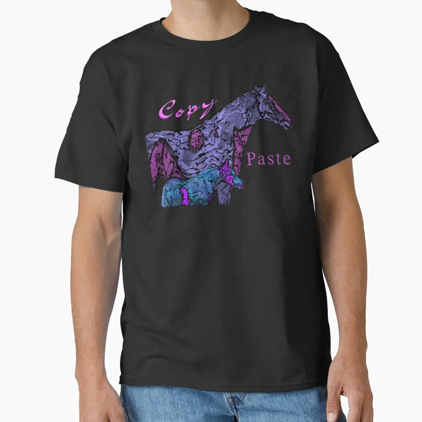 Mare and Foal Copy Paste designed sold by ItsPastureBedtime vintage Washed Top For Everyday Wear homme Stretched graphic