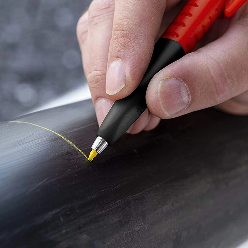 Pensil tukang kayu mekanik, pensil konstruksi dengan rautan bawaan + 12 isi ulang untuk tukang kayu