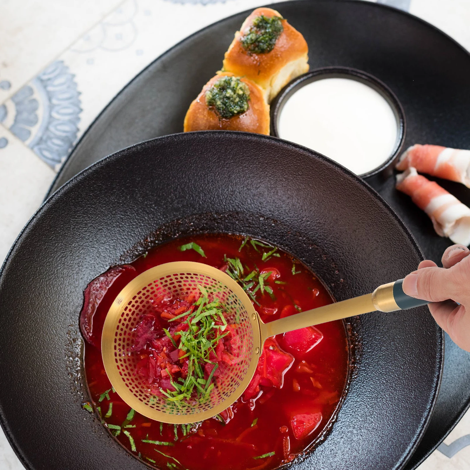 

1Pcs Skimmer Spoon Stainless Steel High Quality Kitchen Cooking Frying Strainer Perfect for Oil Soup Chips Vegetables