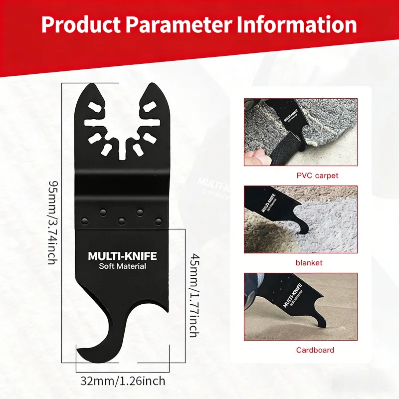 1/5PCS Oscillating Multi tool Hook Knife Blade, Multitool Saw Blades for Cutting Soft Materials Roofing Shingles, PVC Carpet