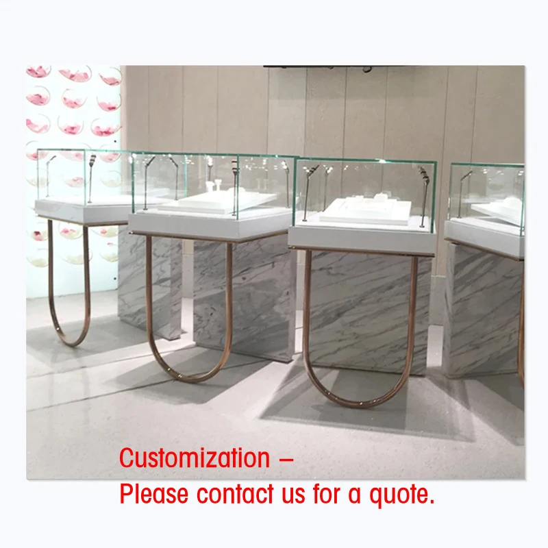 custom.Marble Texture Jewellery Display Counter Glass Jewelry Display Shop Mall