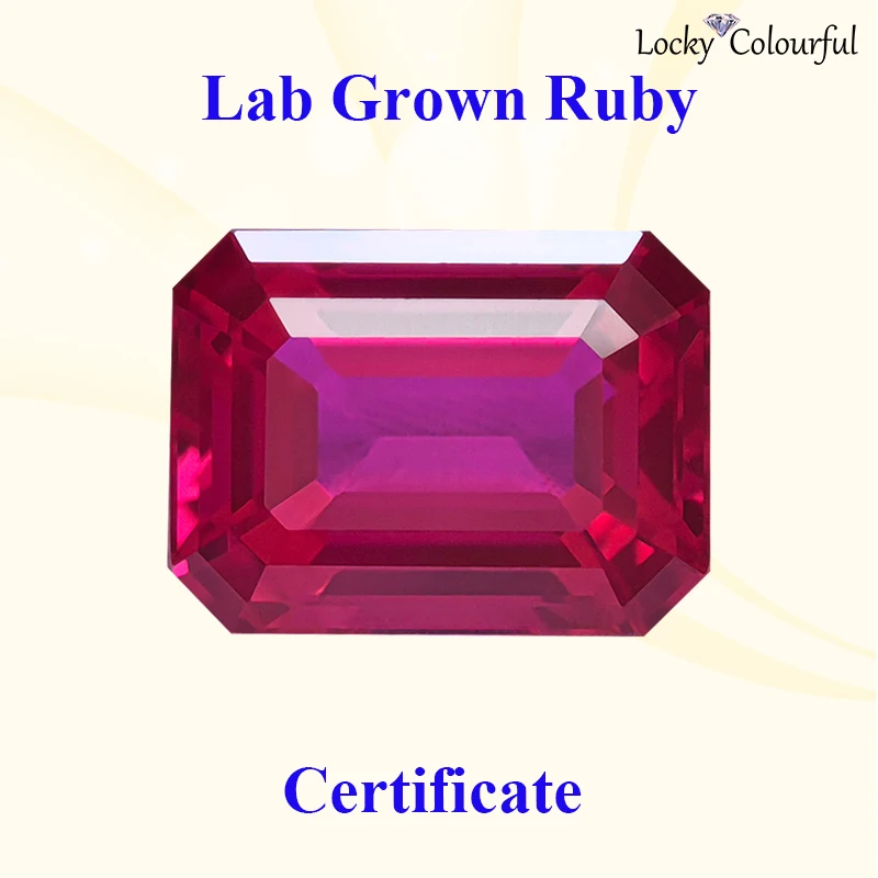 

Lab Grown Ruby Emerald Cut Rubellite Color VVS1 Charms Beads Selectable AGL Certificate for DIY Jewelry Making Rings Material