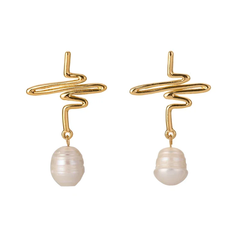 Cosmic Wind Planet Shape Irregular Texture Pearl Pendant Earrings
