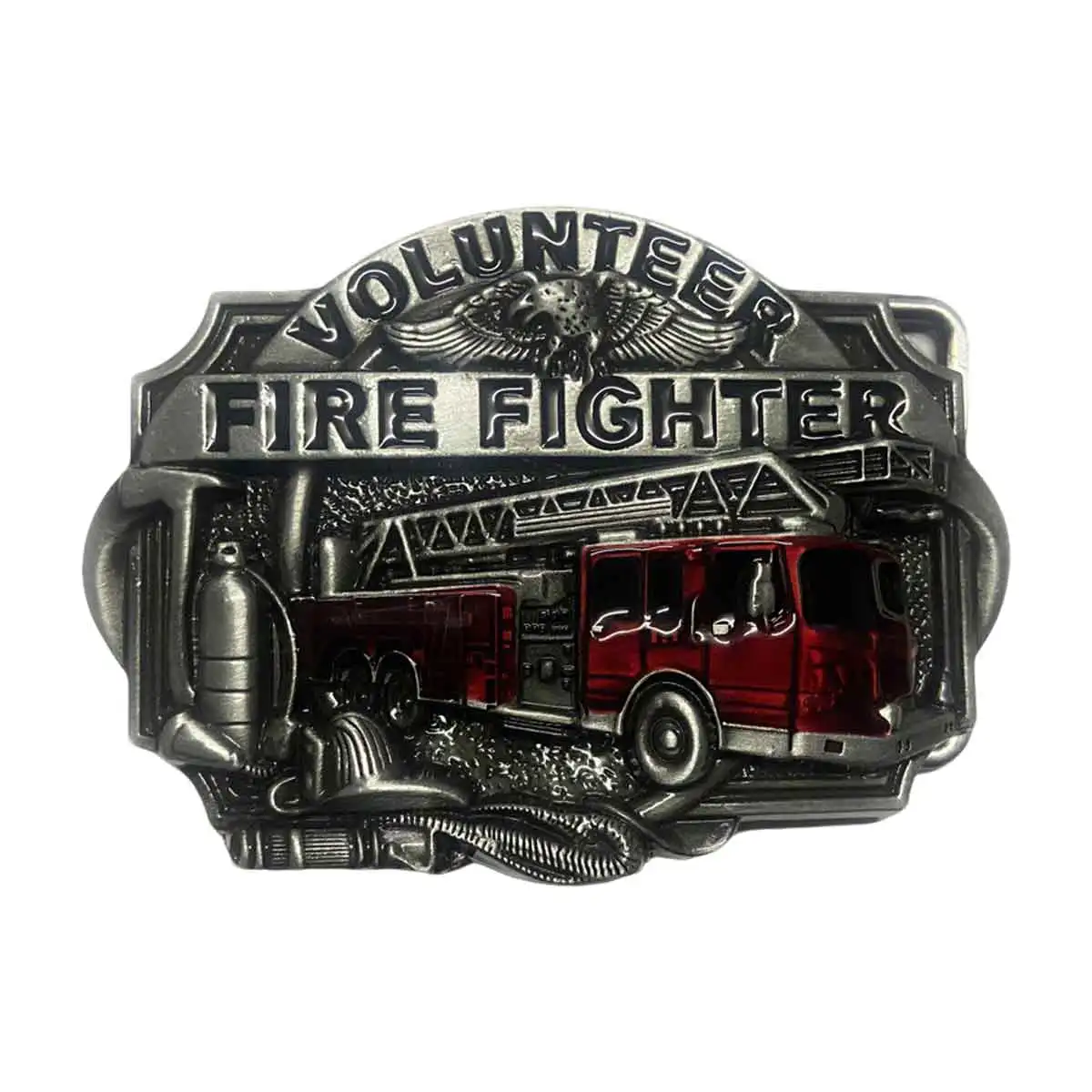 Retro Western Cowboys Fire Fighter Design Men's Belt Buckle for 4cm Belts