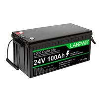 LANPWR 24V 100Ah LiFePO4 Lithium Battery Pack Backup Power 2560Wh Energy 4000+ Deep Cycles Built-in Support in Series/Parallel