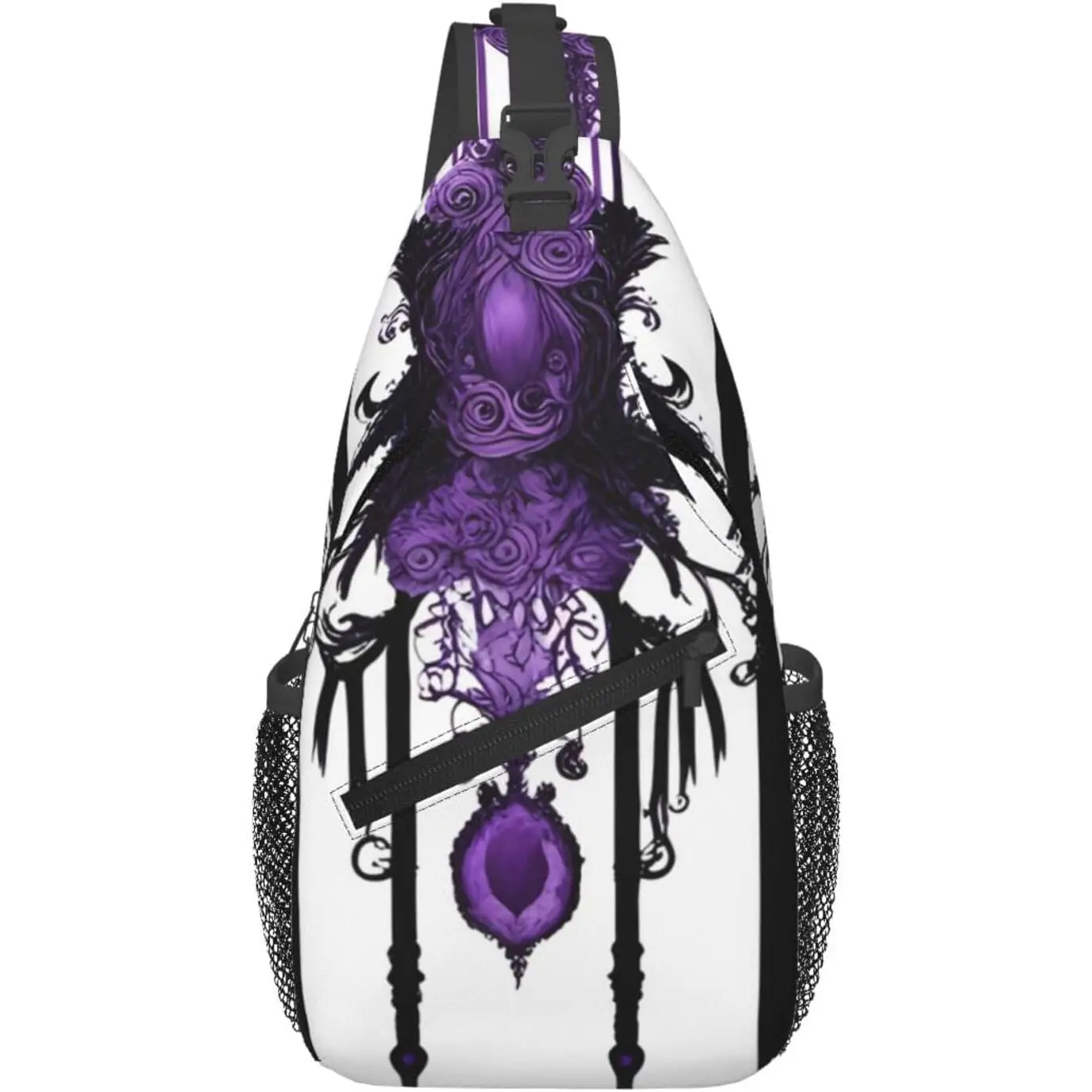 Cross Chest Bag Diagonally Quality Durable and Spacious Shoulder Bag for Men and Women Purple Gothic ghost Prints