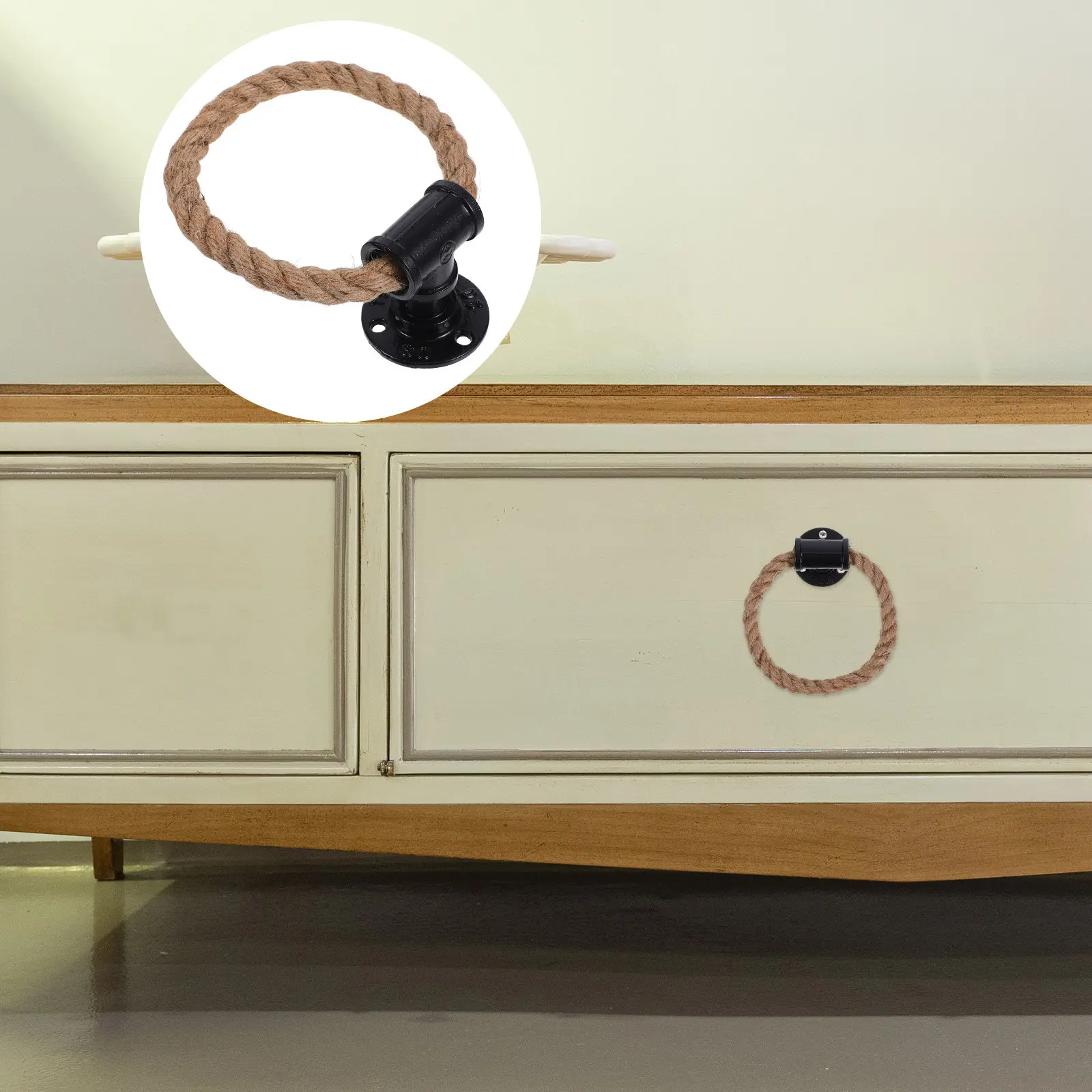 

Винтажная ручка-кольцо из веревки и металла в деревенском стиле для дверей, кухонных шкафов, гардеробов, ящиков, комодов и мебели