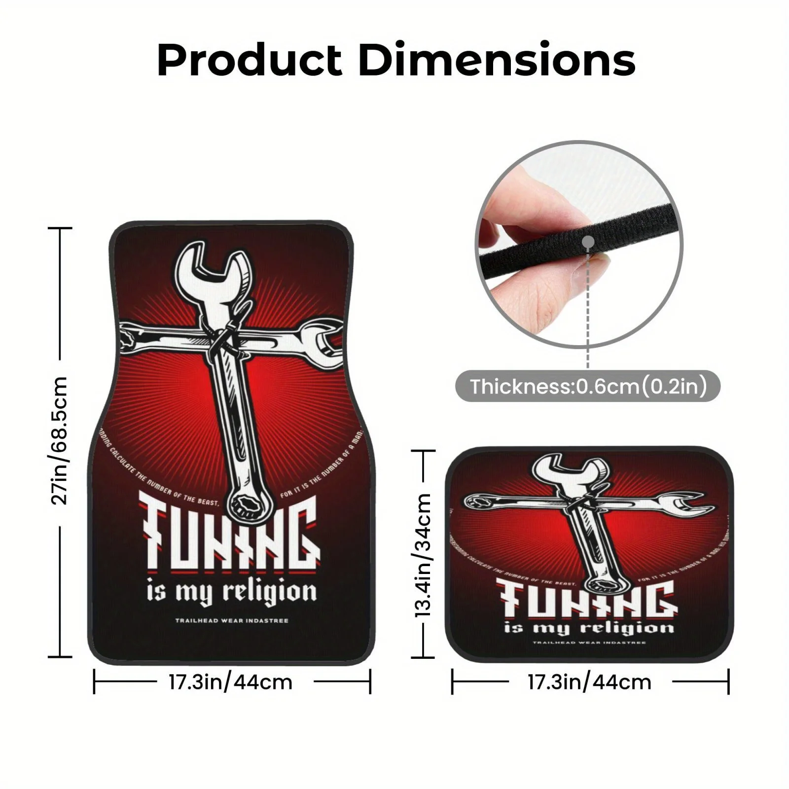 --4 قطع من سجادات السيارة - نمط JDM - سجادات أرضية مخملية كريستالية - مناسبة لأي مركبة #4