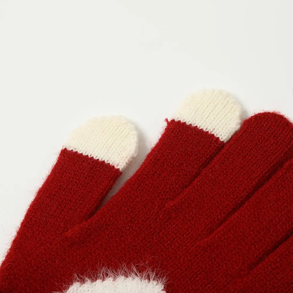 

Женские модные перчатки в корейском стиле с сердечками, толстые теплые холодостойкие вязаные перчатки с сенсорным экраном, зимние варежки, студенческая одежда