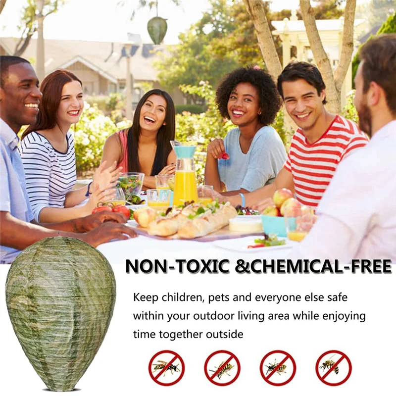 -A14E 4 عبوات من شرك عش الدبور، مصيدة دبور معلقة صديقة للبيئة، مصيدة عش دبور مزيفة طبيعية خالية من النحل، دبور سهل Insta