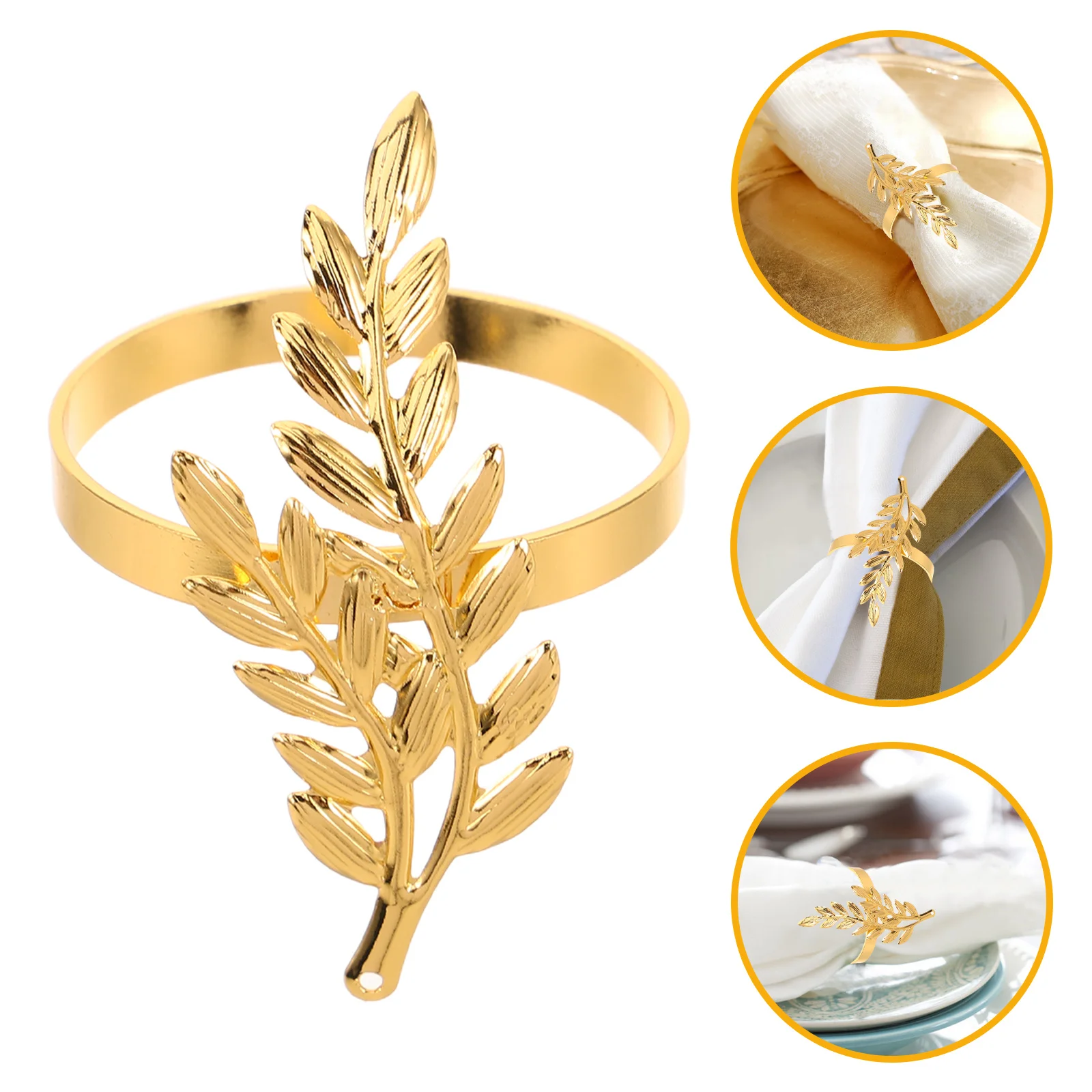 

12Pcs Metal Napkin Rings Stylish Wheat Pattern Holders for Serviette Scarf Clip Buckle Fall Dining Decoration Banquet Gathering