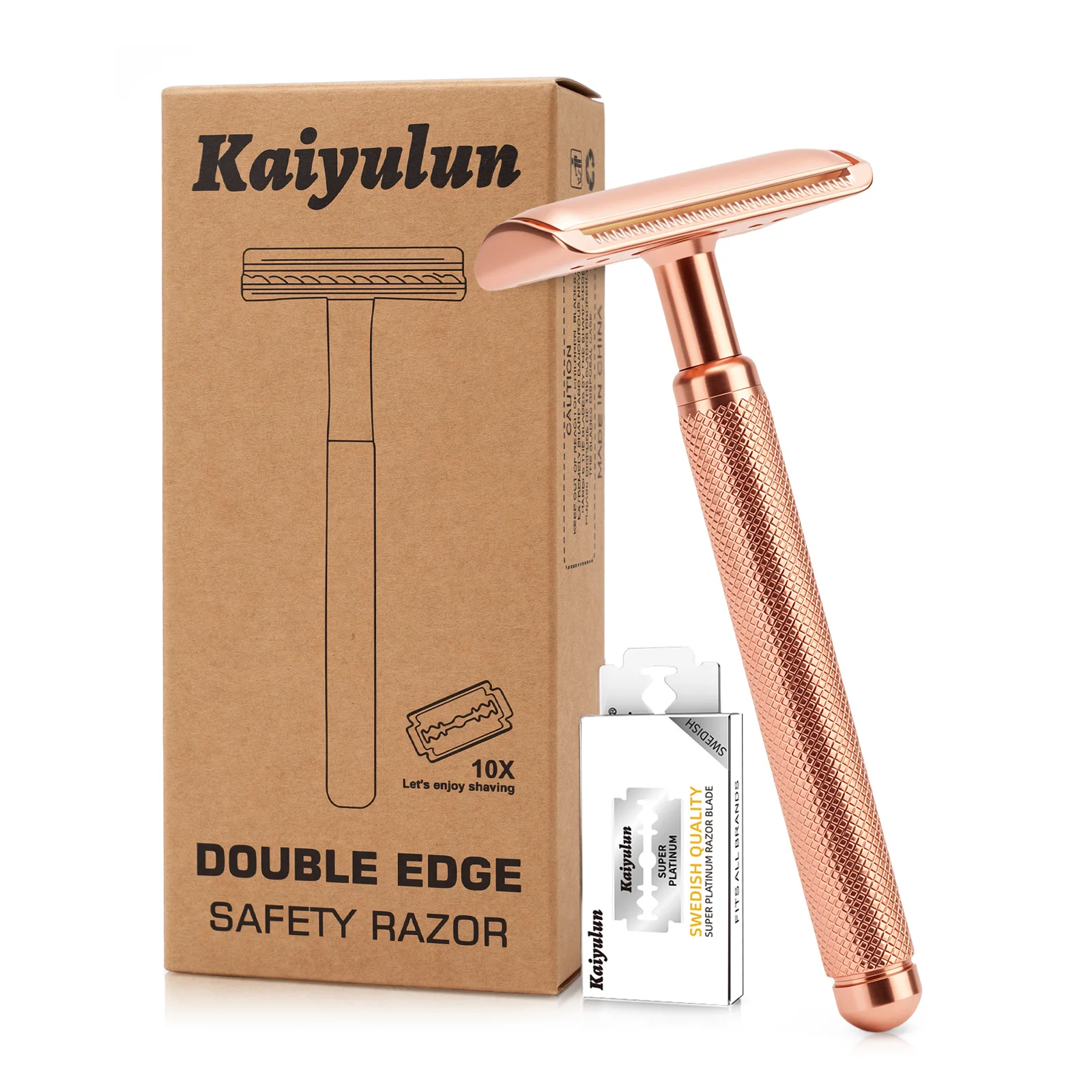 Women Safety Razor Closed Head Double Edge Single Blade Non-Slip Stainless Steel Handle Wet Shave for Bikini Legs Underarms