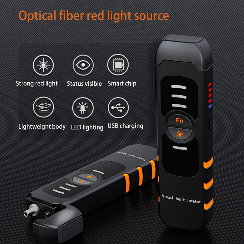 Fiber Optic Tester Pen Type Red Light Visual Fault Locator Rechargeable Optical Cable Test Optical Power Meter 5Mw