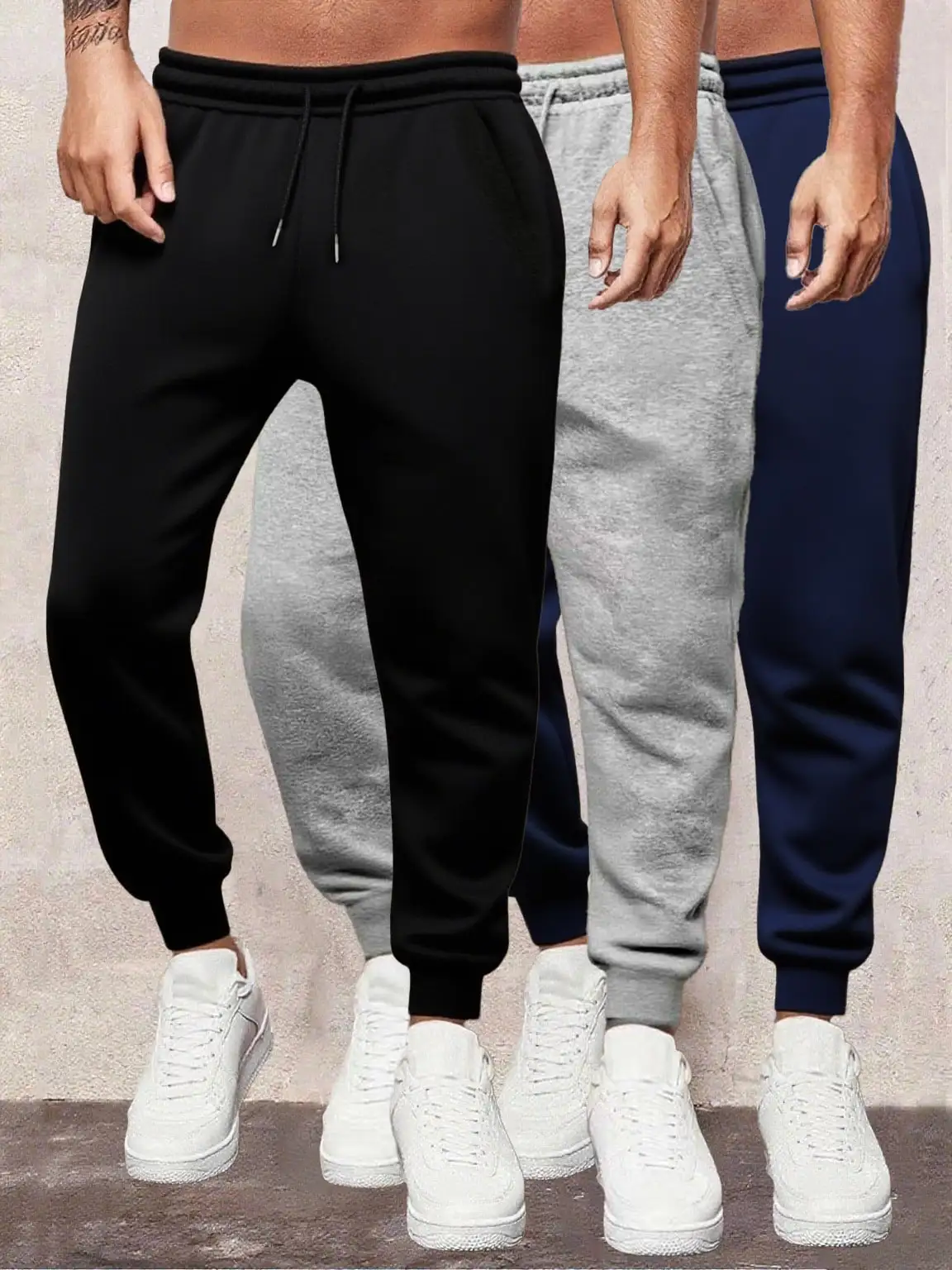 

Men's Solid Color Simple Style Versatile Fleece Pants Suitable For Sports Leisure Fashionable Versatile Comfortable To Wear