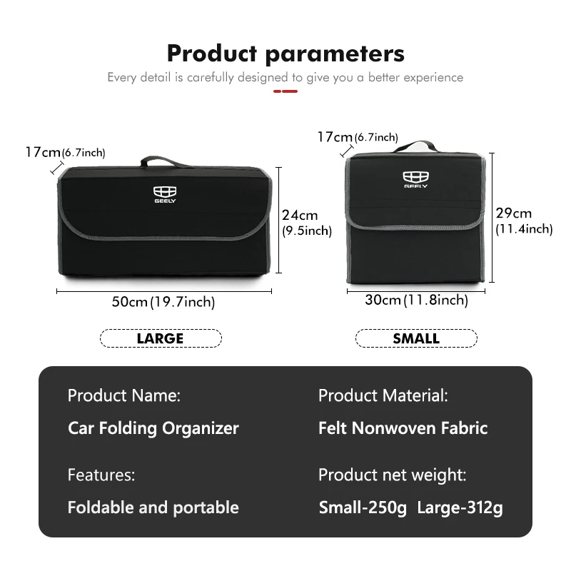 Car Trunk Storage Box Large Capacity Auto Multiuse Tools Bag For Geely Atlas pro Tugella Emgrand ec7 Coolray Geometry c gc9