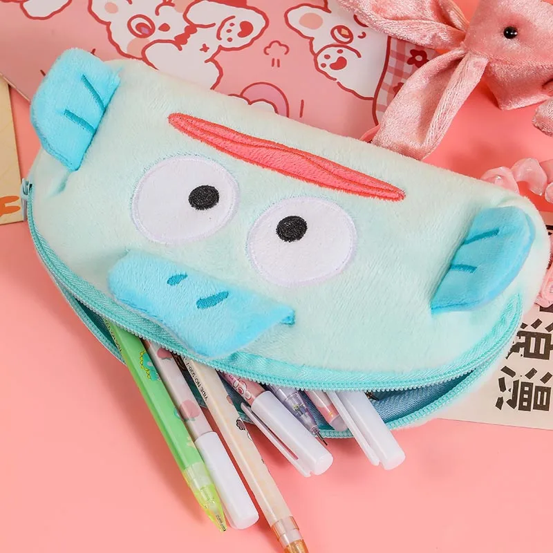 6PCS/Lot Sanrio Hangyodon Plush Bút chì hộp đựng tiền Kim loại tiền xu túi xách cung cấp cho trường văn phòng túi xách