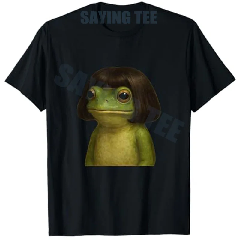 

Funny Frog Girl Bob Hair Meme Art T-Shirt Aesthetic Frog Bob Haircut Girl Y2k Graphic Outfit Humorous Quirky Fashion Saying Tee