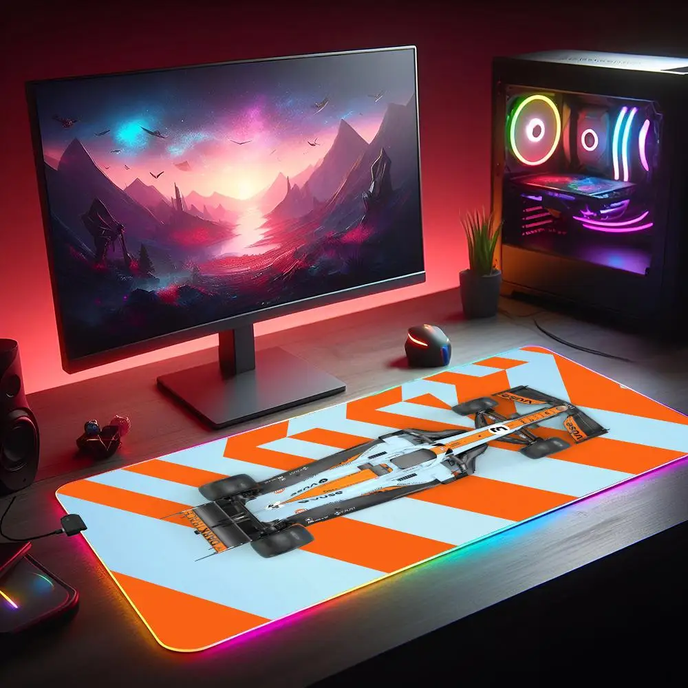 RGB Mouse Pad F1 Formula Mobil Balap LED Cahaya Gaming Mat Karet Anti-Slip Meja Tikar Gamer Pc Aksesoris Gaming Keypad Mousepad