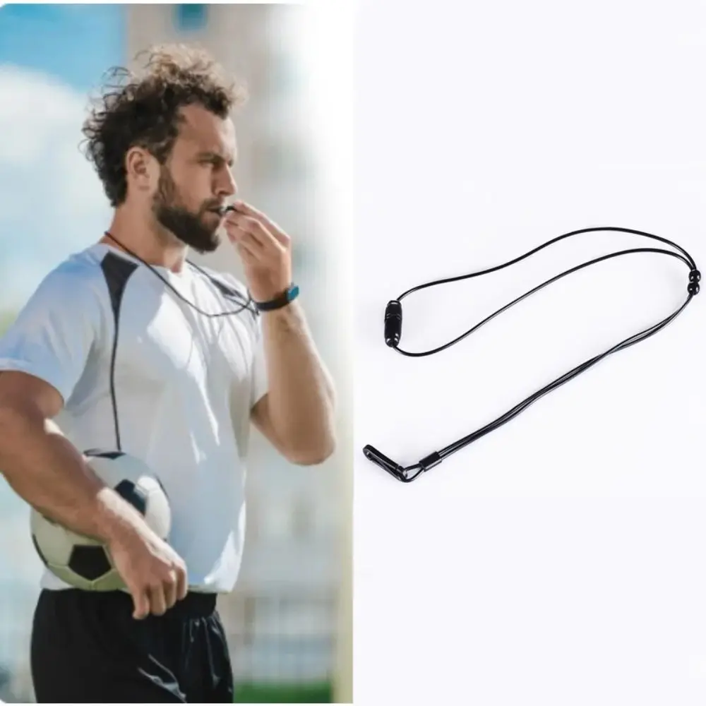 

High Quality Multipurpose Whistle Lanyard PVC Long Lanyard Whistle Strap Black Outdoor Accessories