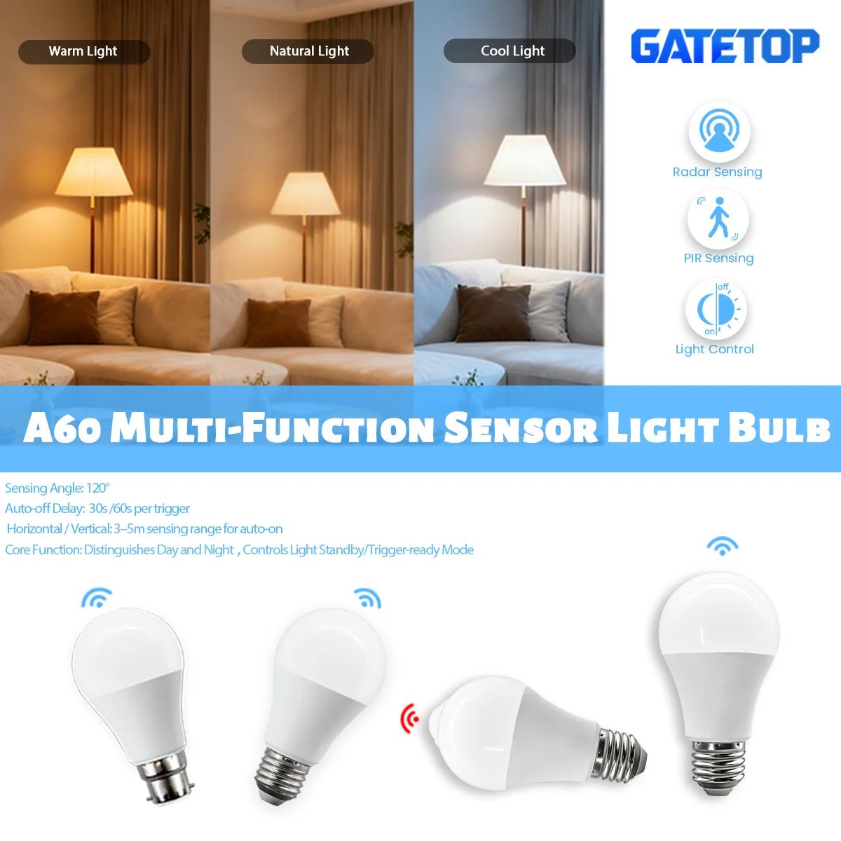 

1-10 шт. светодиодных ламп E27 с датчиком движения PIR 110V, автоматическое включение/выключение, светильник безопасности для крыльца, лестниц, гаража