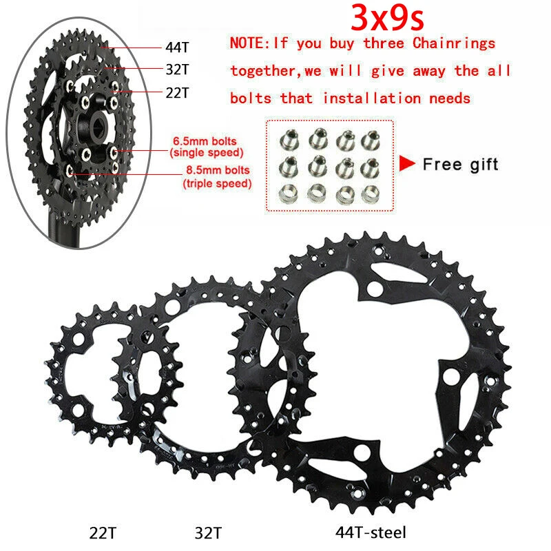 SLX Crankset 3*9S 3*10S MTB Crankset Aluminum Alloy Integrated Crank 104/64BCD Bicycle Chainring 22/24/32/42/44T Bike Part